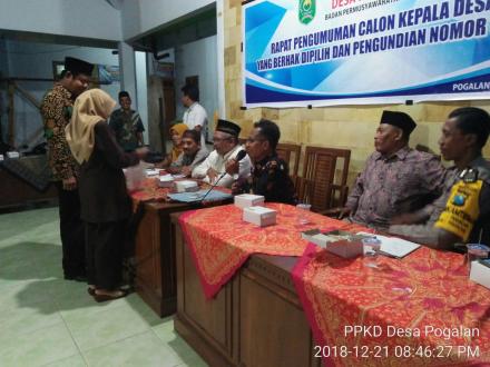 PENGUMUMAN CALON KEPALA DESA PERIODE TAHUN 2019-2025 DAN PENGUNDIAN NOMER URUT CALON